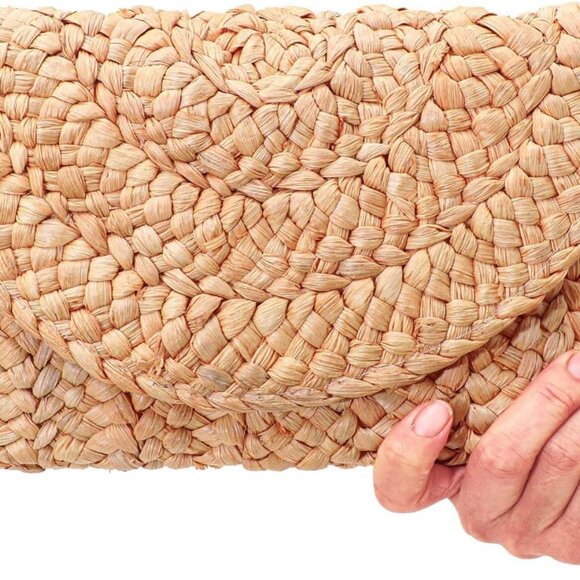 Women Straw Clutch Summer Straw Beach Bag Hand-woven Summer Envelope Purse Walle - Picture 5 of 6